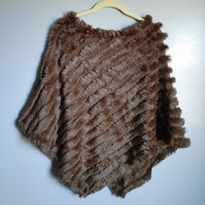 Brown Rabbit Fur Poncho